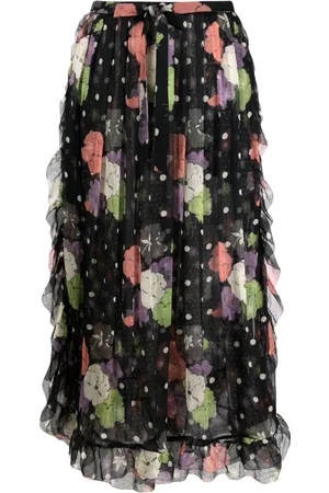 Etro Gonna midi a fiori con ruches