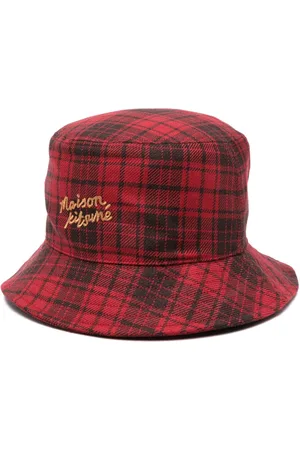 Maison Kitsuné Cappello bucket a quadri con ricamo