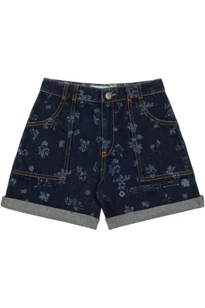 PHILOSOPHY DI LORENZO SERAFINI Shorts denim a fiori con gamba dritta