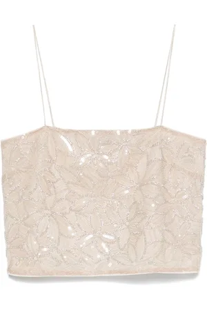 ROTATE Blusa crop con paillettes