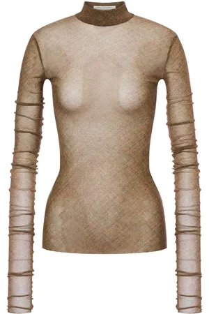 Serafini Top semi trasparente a collo alto