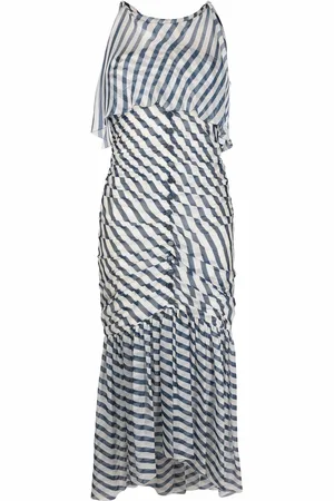 CHANEL Abito midi a righe con ruches 2008