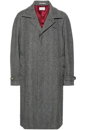 Brunello Cucinelli Trench con motivo a spina di pesce