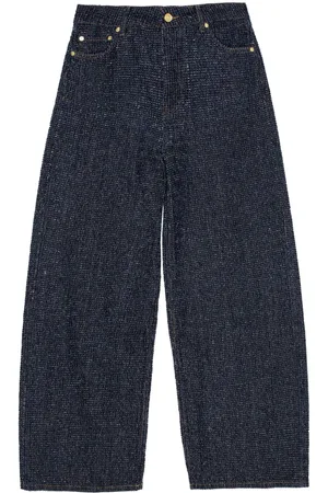 Ganni Pantaloni denim a gamba ampia