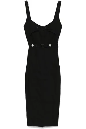 MUGLER Abito midi denim con inserti