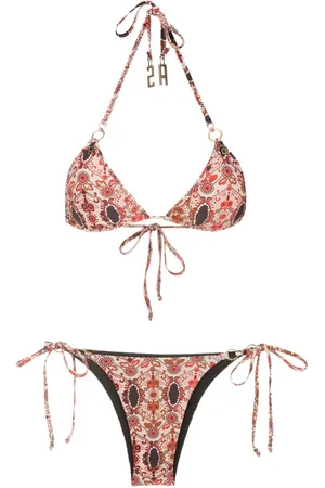 AMIR SLAMA Set bikini a fiori con scollo all