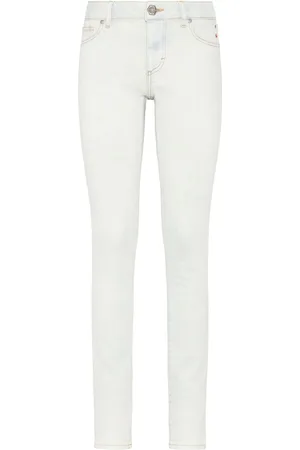 Philipp Plein Leggings denim con applicazione logo