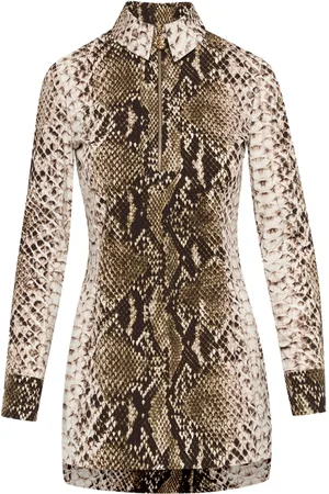 Oscar de la Renta Chemisier Snake in popeline di cotone