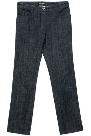 CHANEL Pantaloni denim con applicazione 2005