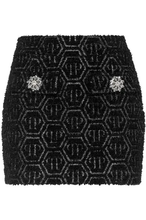 Philipp Plein Gonna in tweed con monogramma