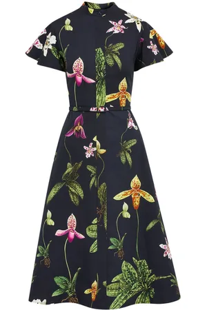 Oscar de la Renta Abito Orchid a maniche corte