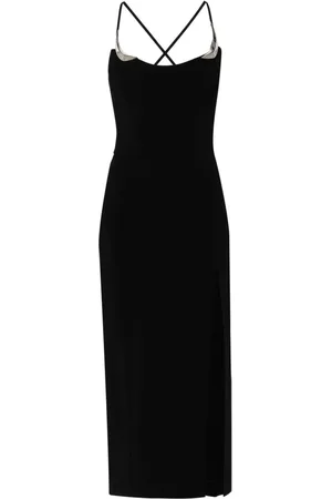 MUGLER Abito midi con dettaglio metallizzato