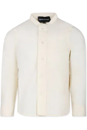 Emporio Armani Camicia con colletto a cinturino in cotone biologico
