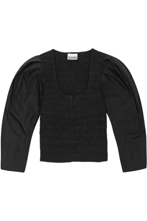 Ganni Blusa crop con scollo a U
