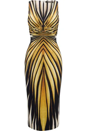 Roberto Cavalli Abito midi Ray of Gold con stampa