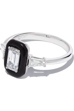 NIKOS KOULIS Anello in oro bianco 18kt con diamanti e smalto
