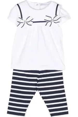 PATACHOU Set top con fiocchi e pantaloni a righe