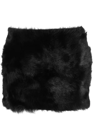 DAVID KOMA Fleece-texture leather miniskirt