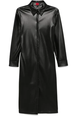 HUGO BOSS Chemisier midi in finta pelle