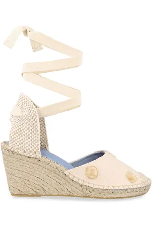 Blue Bird Espadrilles Anabela con pompon 90mm