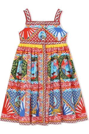 Dolce & Gabbana Abito svasato con stampa Carretto