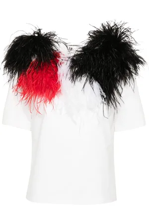 LOULOU T-shirt con dettaglio di piume