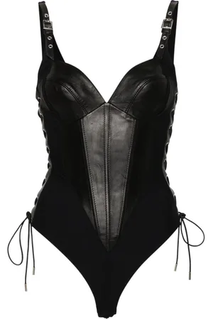 MITILIANE COUTURE Body con bordo in pelle