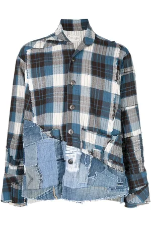 GREG LAUREN Camicia con inserti denim