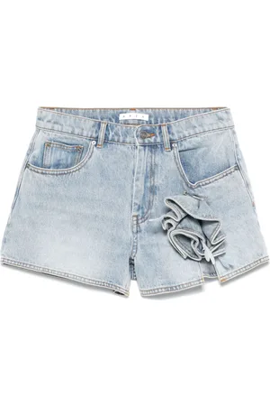 AREA Shorts denim con applicazione a fiori