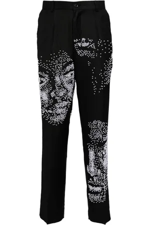 KIDSUPER STUDIOS Pantaloni dritti con perle sintetiche