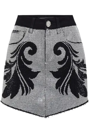 Philipp Plein Minigonna Cowboy denim con cristalli