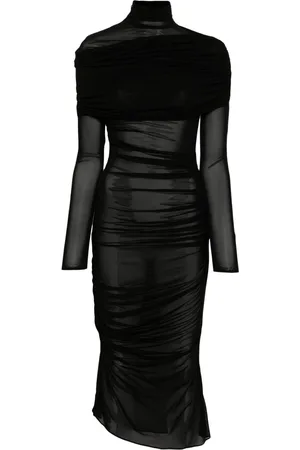 MUGLER Abito semi trasparente con ruches