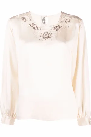 A.N.G.E.L.O. Vintage Cult Blusa con ricamo a fiori anni 