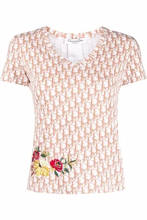 Dior T-shirt con ricamo a fiori anni 2005