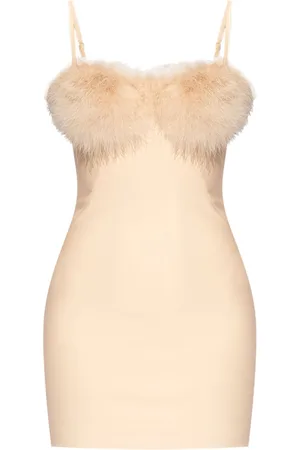 BLUMARINE Abito corto con dettaglio in pelliccia sintetica