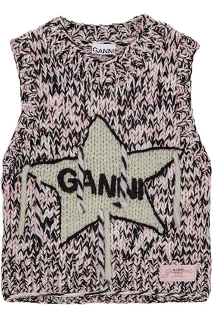Ganni Top smanicato con ricamo