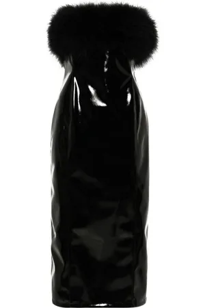 BLUMARINE Abito midi con piume di marabou