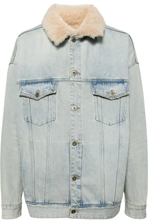 We11 Done Giacca denim con colletto in shearling