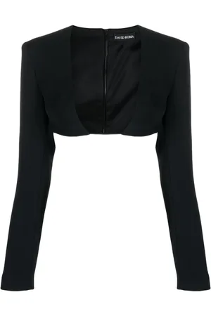 DAVID KOMA Plunging-neck crop top