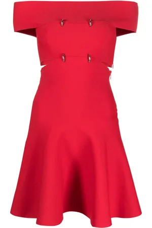 Alexander McQueen Abito corto svasato con spalle scoperte