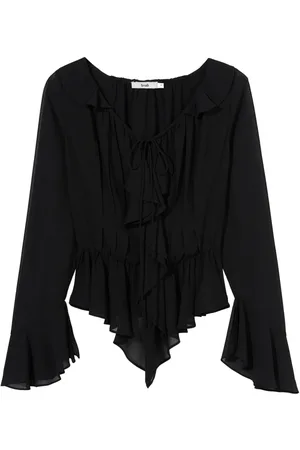 B+AB Blusa semi trasparente con ruches