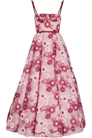 Giambattista Valli Abito lungo con stampa Ribbon Bouquet
