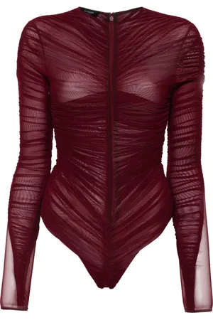 MUGLER Body semi trasparente con arricciatura
