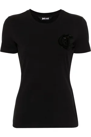 Roberto Cavalli T-shirt con logo di perline