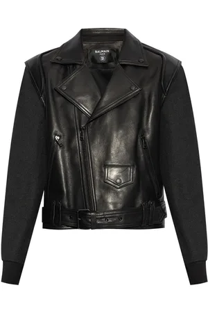 Balmain Giacca in pelle con cintura