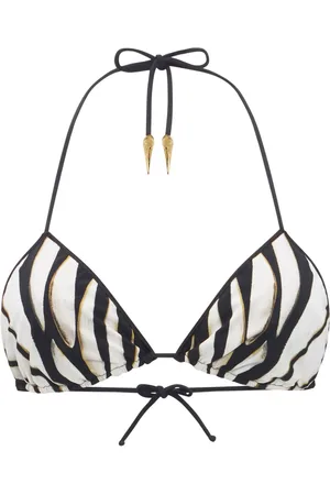 Roberto Cavalli Top bikini con stampa Ray of Gold con stampa