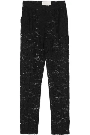 LOULOU Pantaloni svasati in pizzo a fiori