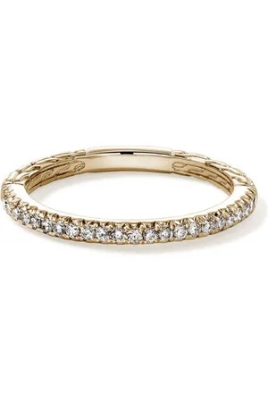 John Hardy Anello a fascia JH Essential in giallo 14kt con diamanti