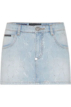 Philipp Plein Gonna denim con monogramma