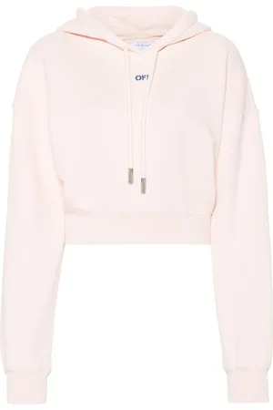 OFF-WHITE Felpa crop con ricamo a fiori